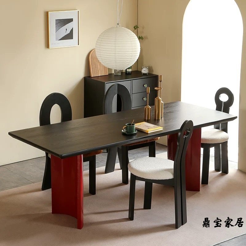 北欧实木中古餐桌时尚极简家