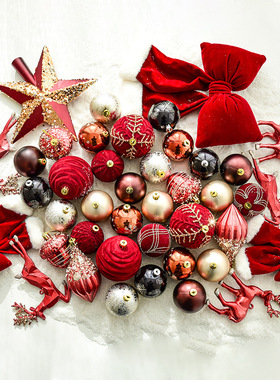 NUCHI跨境热卖圣诞装饰品1.5米圣诞树装饰套餐圣诞球树顶星蝴蝶结