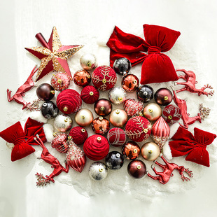 NUCHI跨境热卖圣诞装饰品1.5米圣诞树装饰套餐圣诞球树顶星蝴蝶结