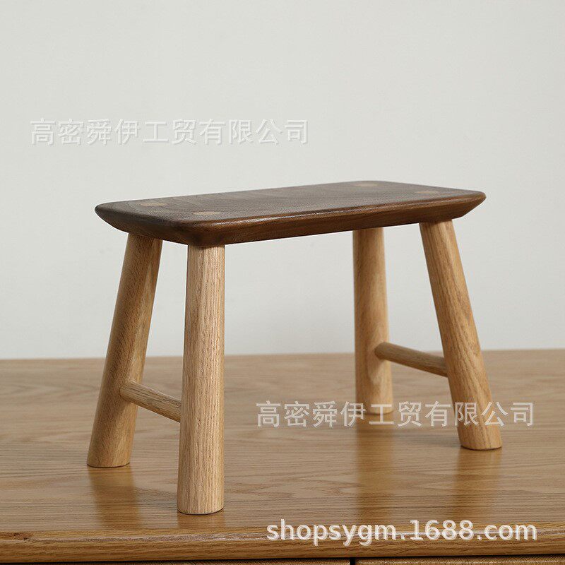 舜伊工贸全实木儿童坐凳黑胡桃木宝宝小凳子家用简约小板凳防滑凳