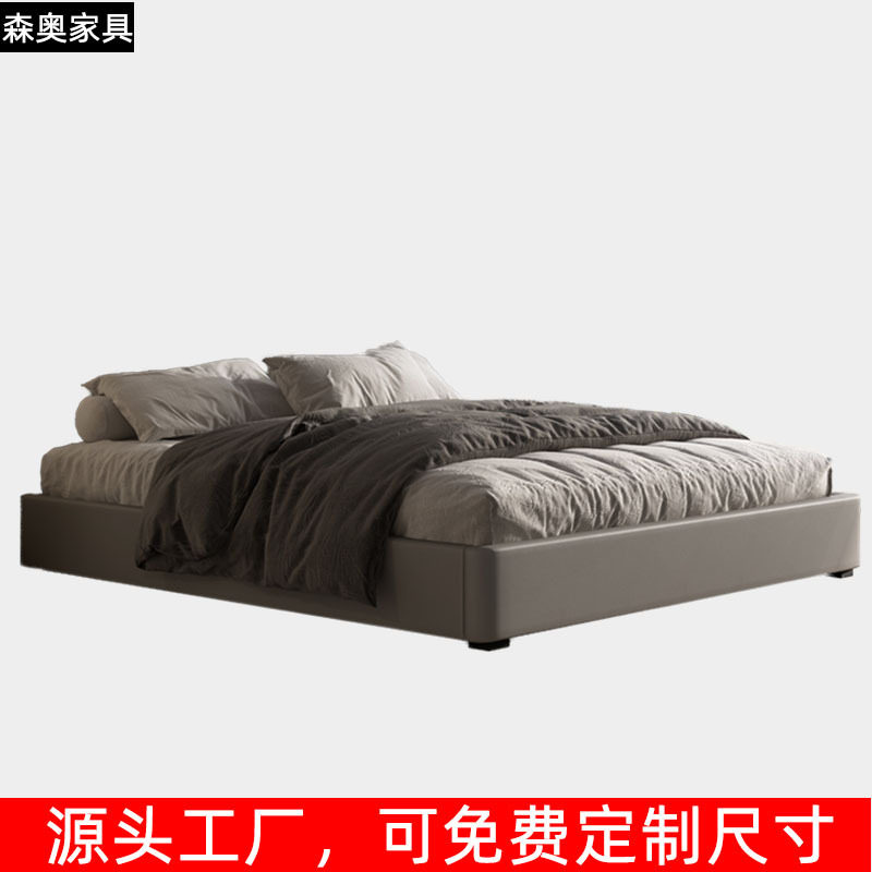 现代简约布艺床无床头床架酒店榻榻米箱体无靠背矮床北欧1.8m储物