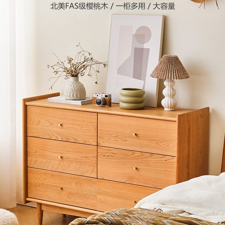 樱桃木实木六斗柜复古收纳柜