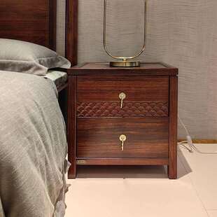 卧室整装乌金木床头柜新中式家用简约床边柜全实木黑檀木收纳柜