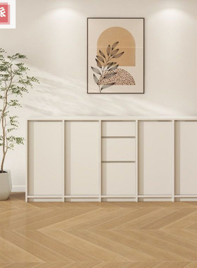 现代极简实木餐边柜客厅靠墙储物柜白色茶水柜法式储物柜餐厅置物