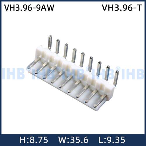 VH3.96-9AW间距直插直针白色180°可染色尼龙耐高温插脚连接器