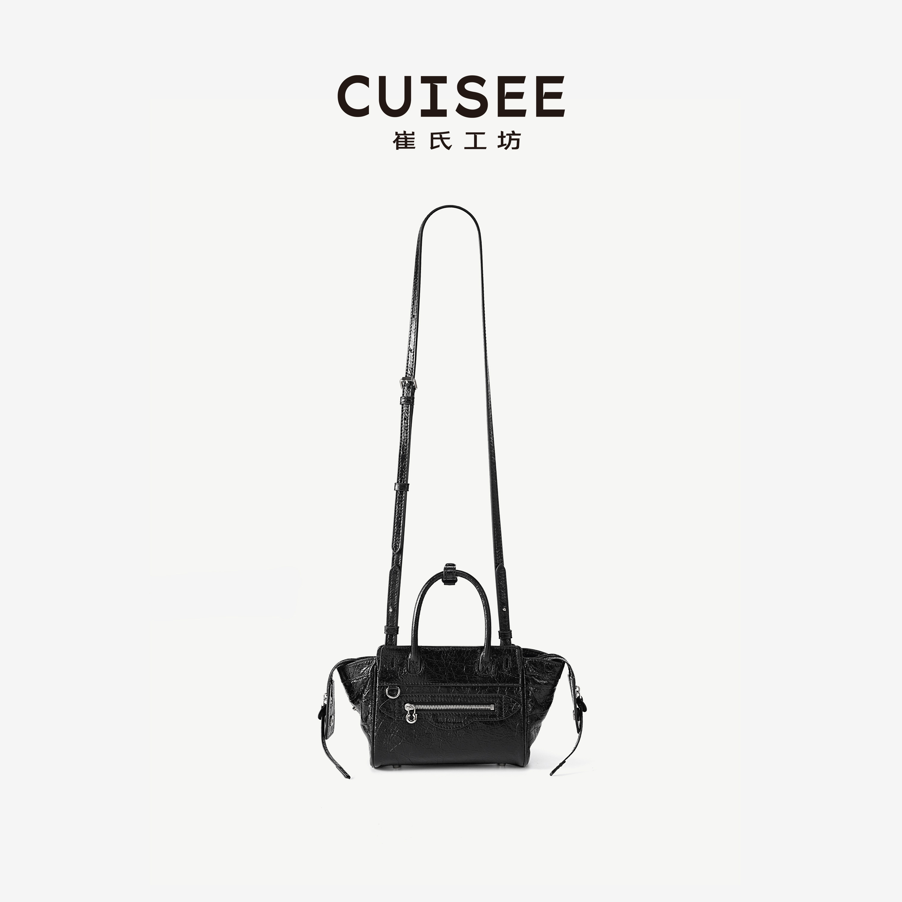 Cuisee/崔氏新款风生水起系列油蜡羊皮托特包手提大容量无性别包