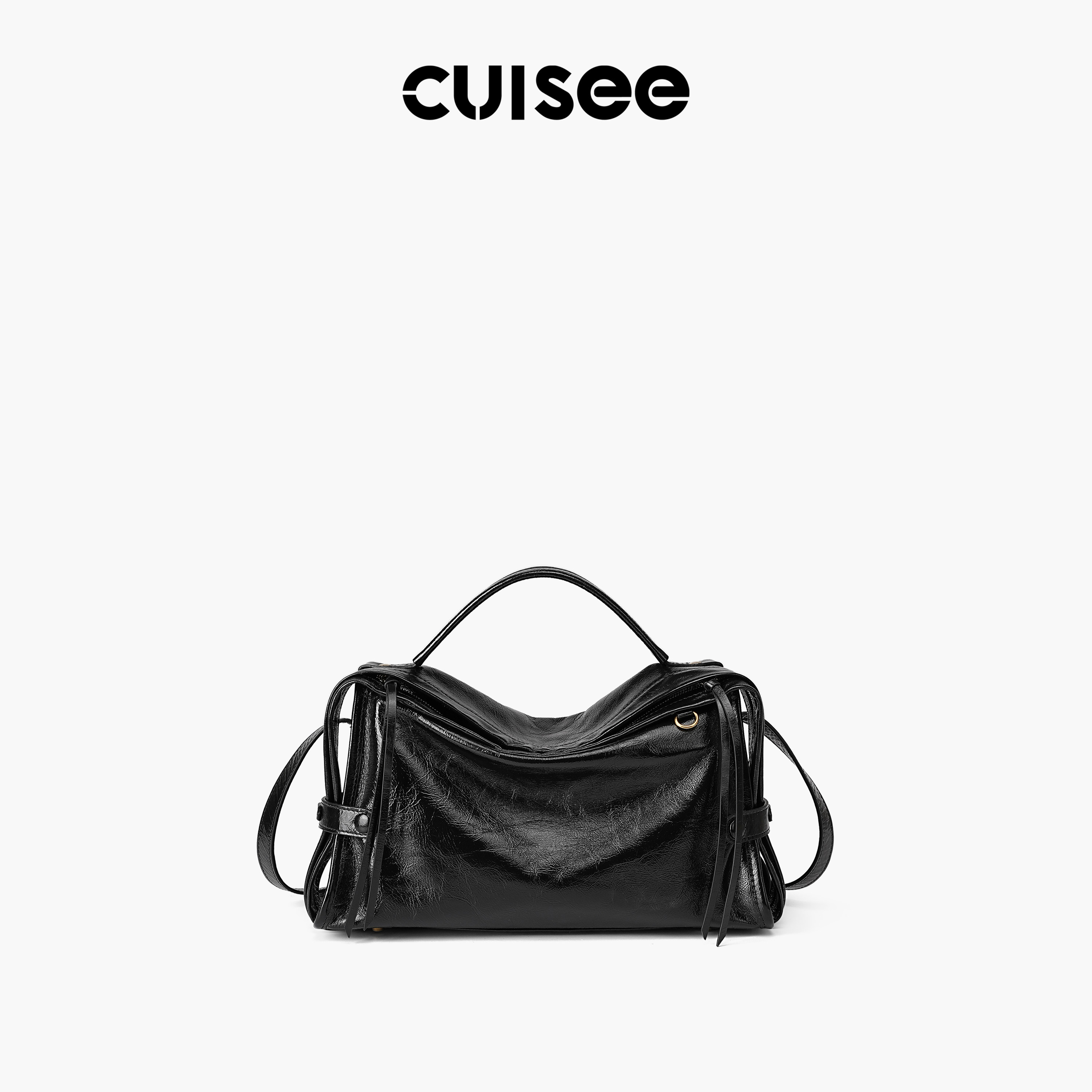 Cuisee/崔氏新款油蜡皮软面包包真皮轻便简约斜跨牛皮吐司包包女