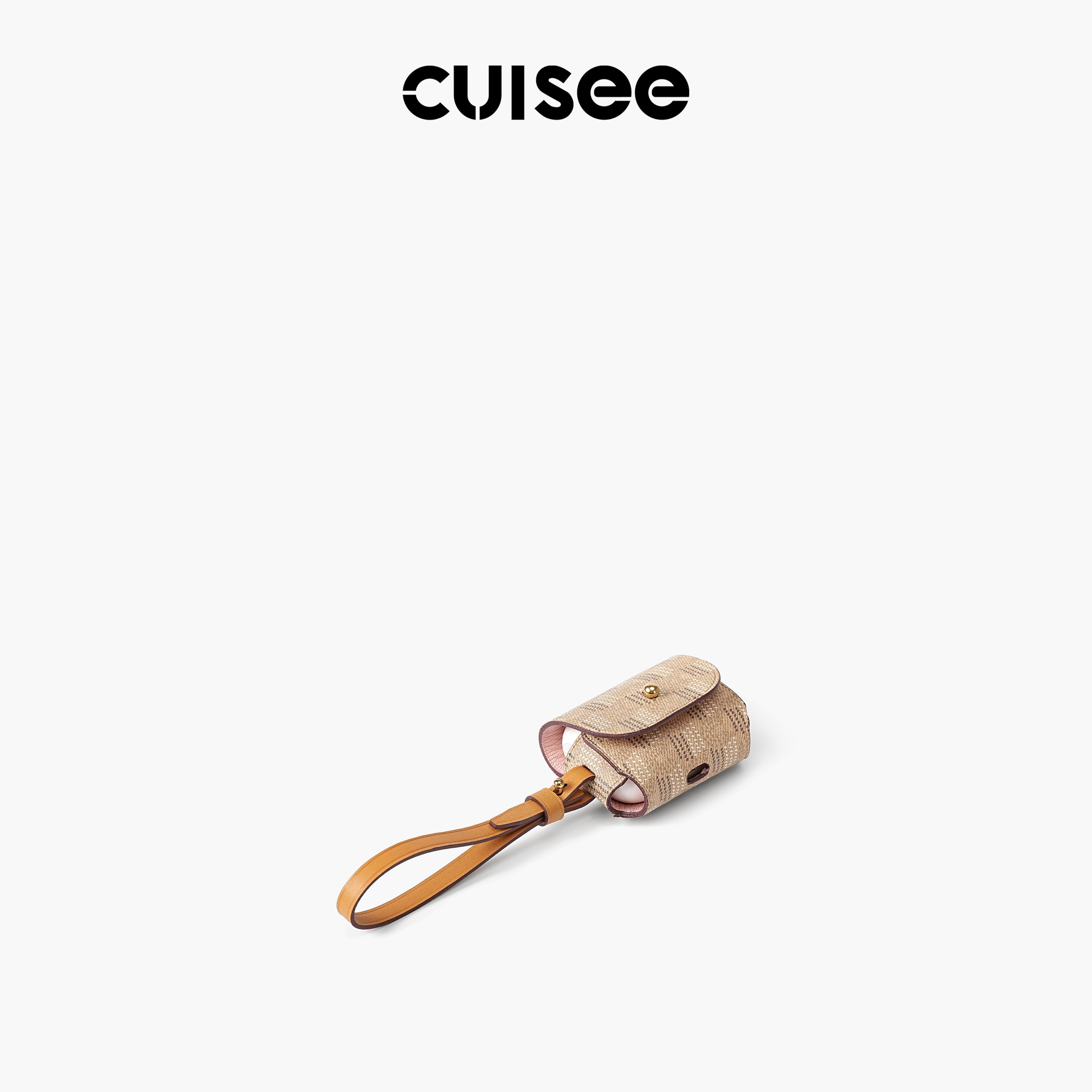 Cuisee/崔氏新款原创老花拼牛皮耳机包挂饰挂件包挂礼物礼品挂饰