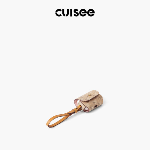 Cuisee/崔氏新款原创老花拼牛皮耳机包挂饰挂件包挂礼物礼品挂饰