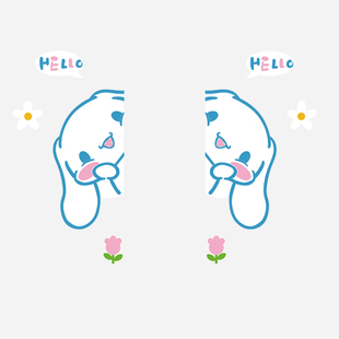 大耳玉桂狗儿童房间布置公主床头女孩生卧室墙面装饰门上壁纸贴画