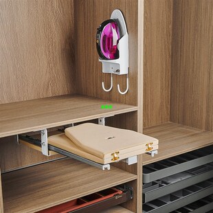 衣帽间顶装折叠衣柜柜内烫衣板隐藏式熨衣板电熨斗架推拉阻尼烫衣