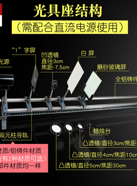 光具座大号J25005凸透镜成像规律凹透镜一字光屏平行光源物理实验