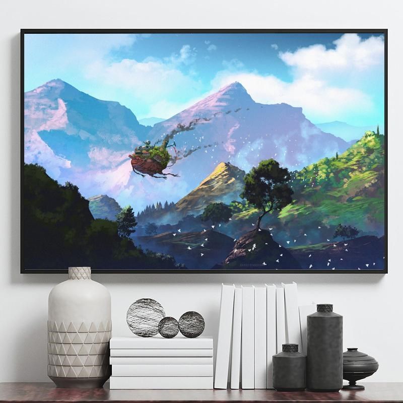 宫崎骏哈尔的移动城堡海报墙饰自粘宿舍软装卧室海报高清壁纸贴纸