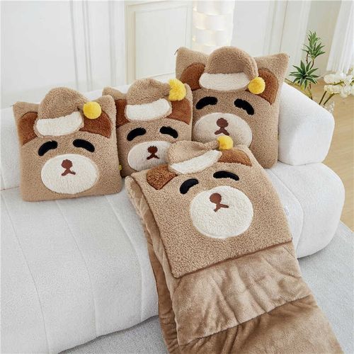 抱枕被子两用卡通个性保暖家用儿童盖毯沙发毯车用盖被午休被秋冬