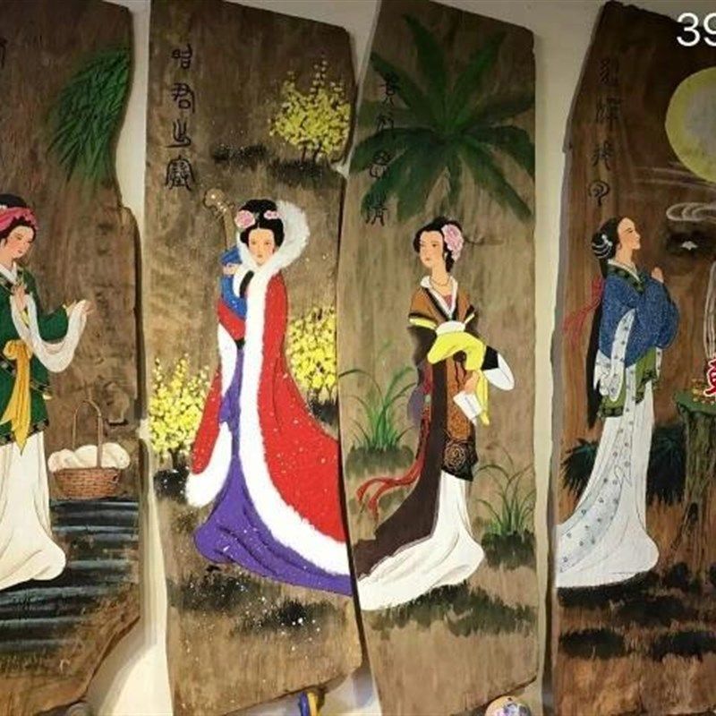 风化木板画 无框画定制s客厅装饰画旧木头画艺术茶楼背景画木板画