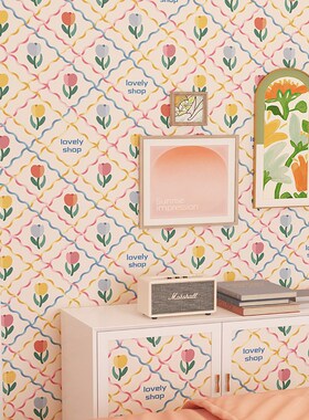 粉色可爱ins风装饰玄关自粘墙贴出租房改造壁纸布置房Z间贴纸防水