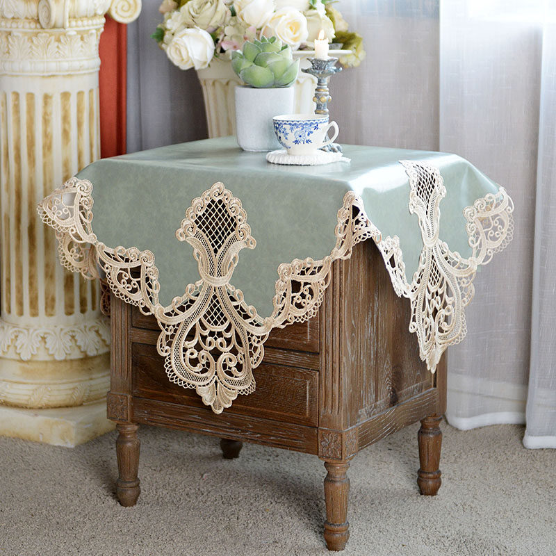油蜡皮床头柜盖布防水防油免洗电视机盖巾K圆茶几台布蕾丝方桌桌