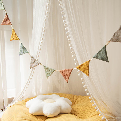 三角旗双面纯f棉印花布艺小彩旗节日场景布置儿童房幼儿园装饰吊