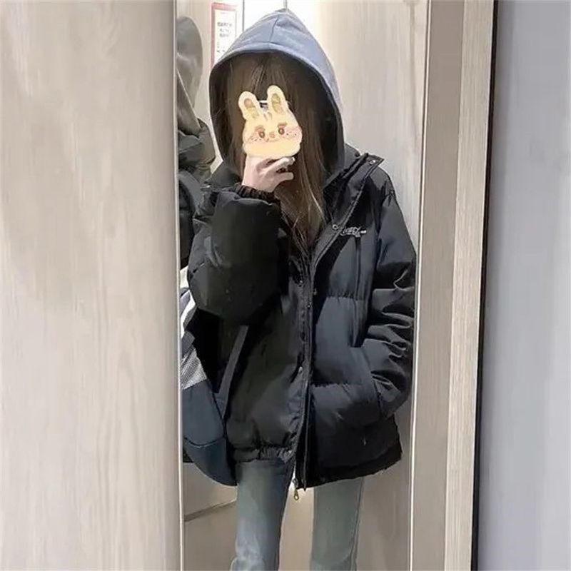 冬季新款日系学院风字母刺绣假两件棉服女学生宽松连帽加厚面包服,女装/女士精品,棉衣/棉服,淘宝优惠券,粉丝福利购,淘宝优惠卷