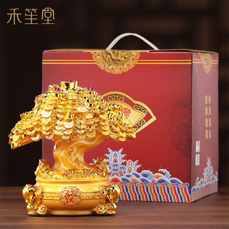 招财摇钱树发财树家居摆件客厅新中式装饰品玄关店铺乔迁开业礼品