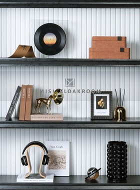 音乐主题样板间高级感软装摆件售楼部装饰品客厅书房书柜摆设组合