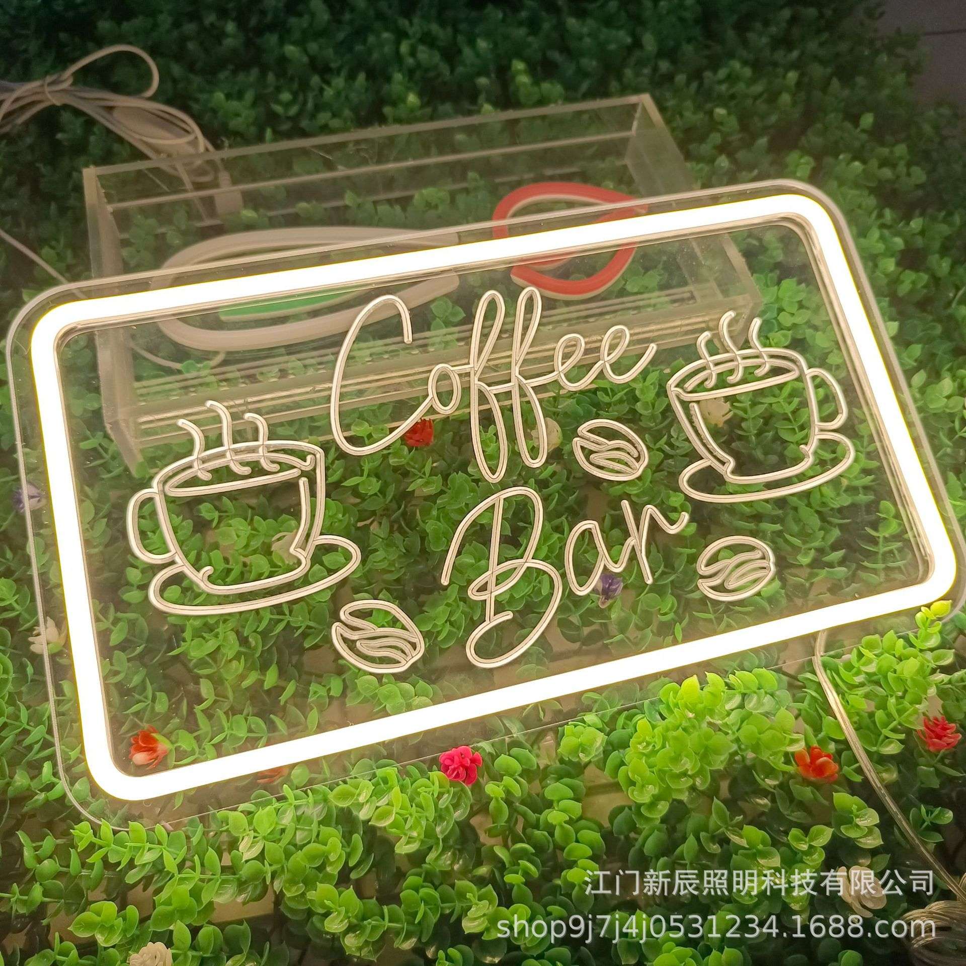 外贸跨境coffe霓虹灯咖啡店氛围灯牌led发光字造型标识招牌