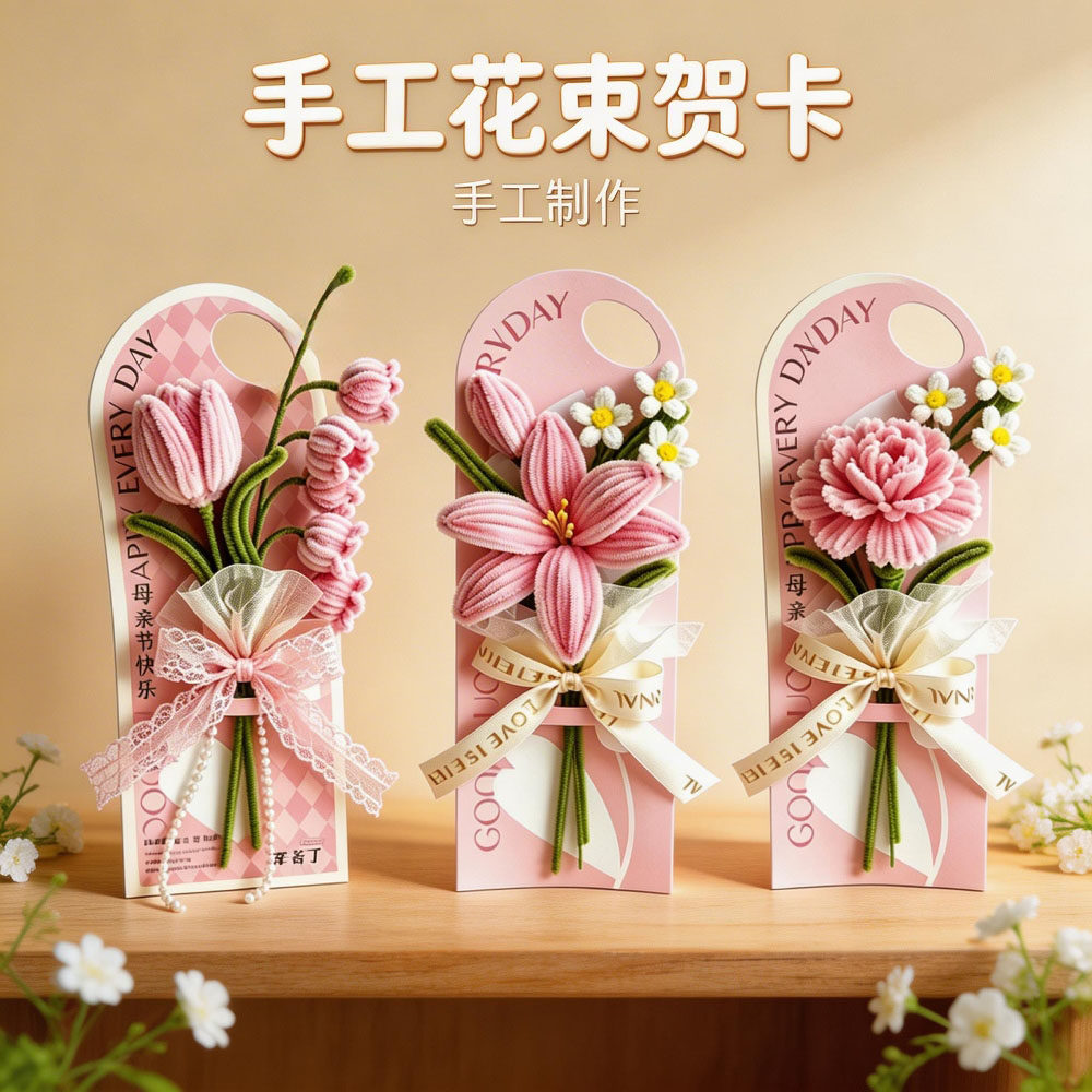 送女老师教师节贺卡幼儿园礼物手工限定扭扭棒小花束成品创意礼品