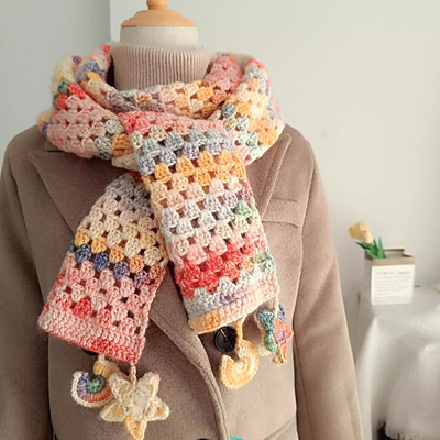 云团围巾手工diy毛线钩织多巴胺编织钩针织材料包新手冬季送女友