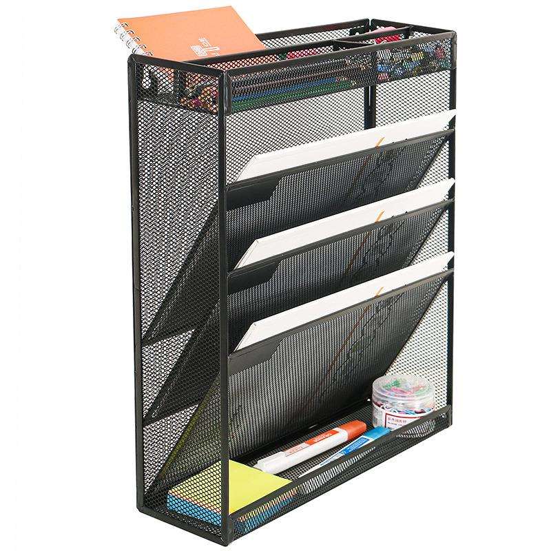 多功能文件收纳架多功能挂墙式挂篮大容量杂志置物架桌面办公用品