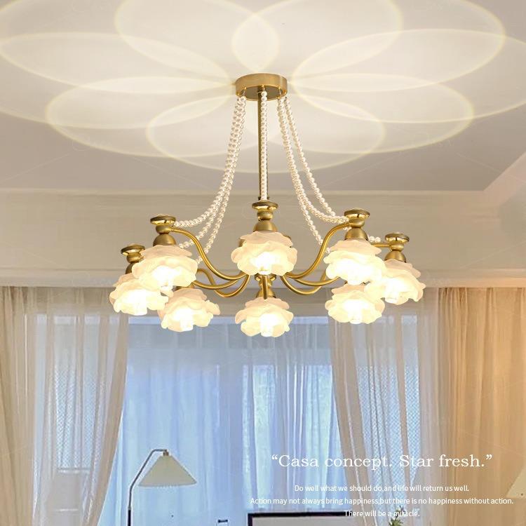 【玫瑰花】美式花朵客厅吊灯法式复古卧室餐厅玻璃轻奢主灯具casa
