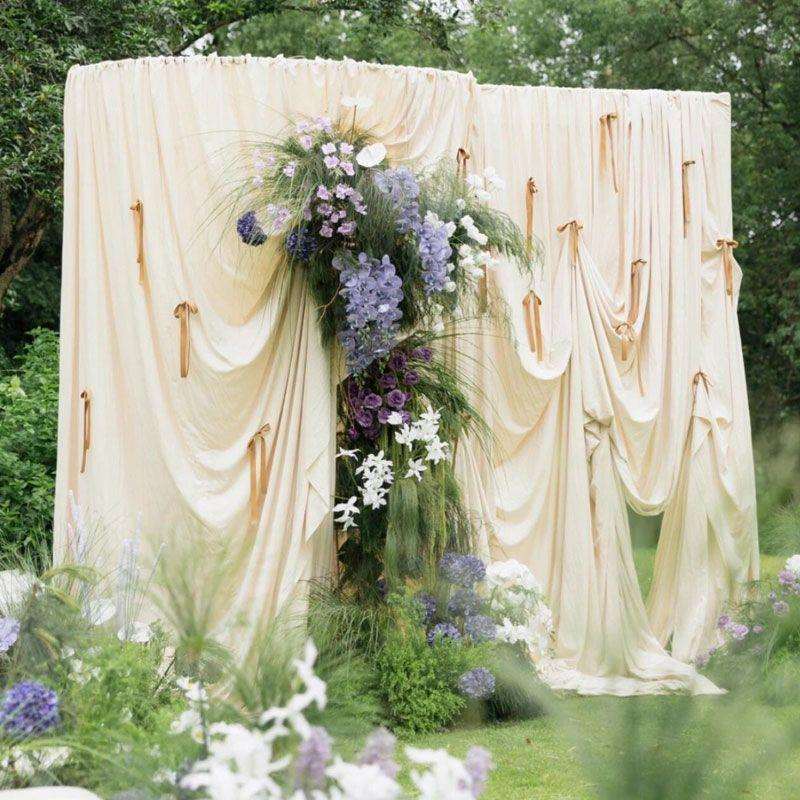 新款原生布复古舞台背景布奶油风婚庆布幔婚礼装饰布甜品台桌布