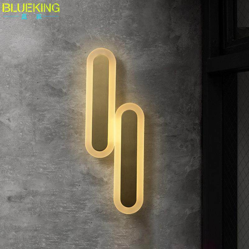 北欧现代轻奢客厅壁灯led灯带家用装饰照明走廊卧室轻奢古铜色灯