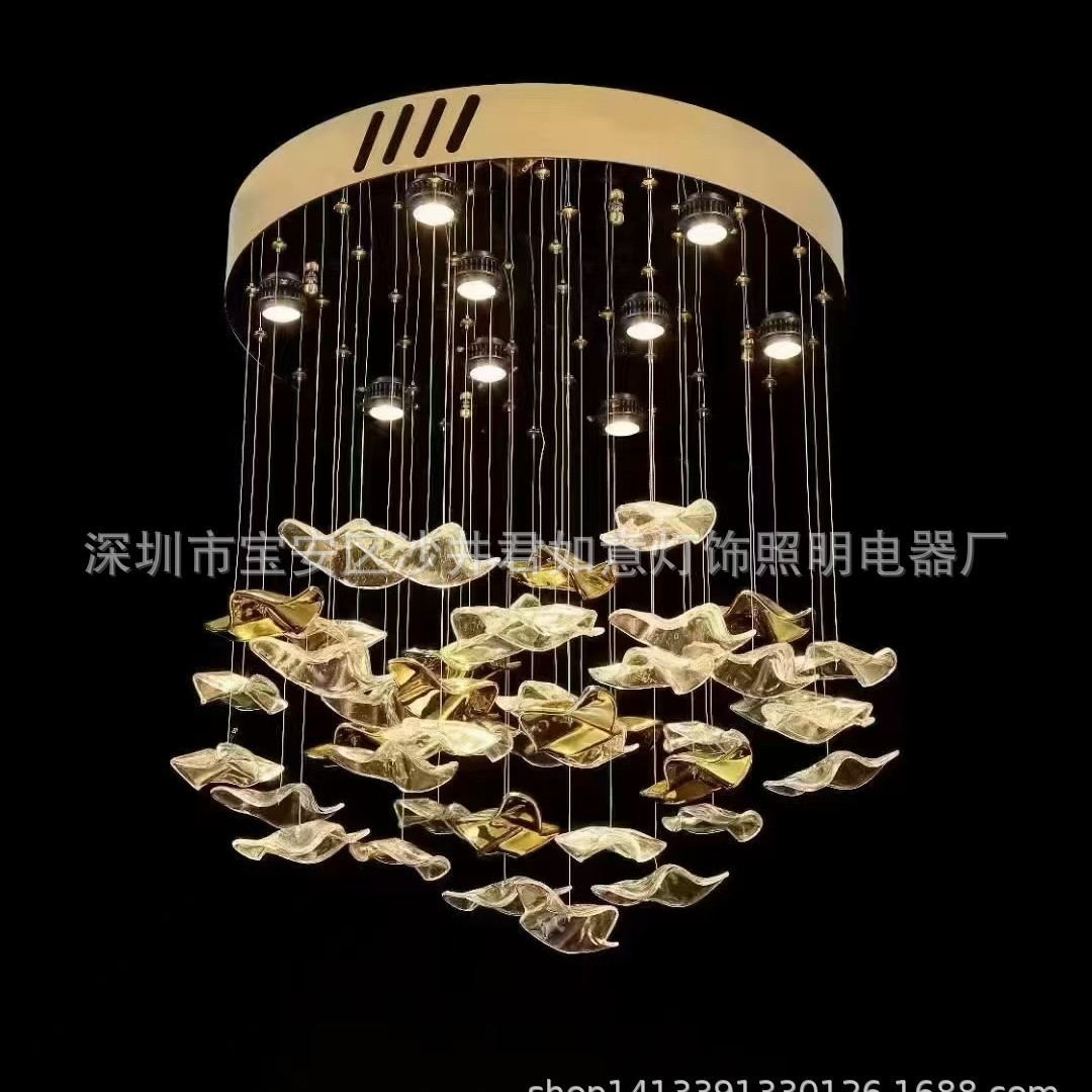 跨境水晶花朵玻璃吊灯别墅复