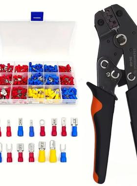 多功能电工工具钳棘轮压线钳+280pcs端子针管型连接器7寸压线钳