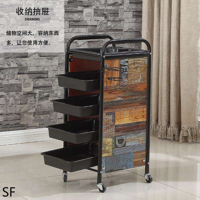 复古美发车发廊工具小推车理发店烫染发型师加固大号带轮手推杠车