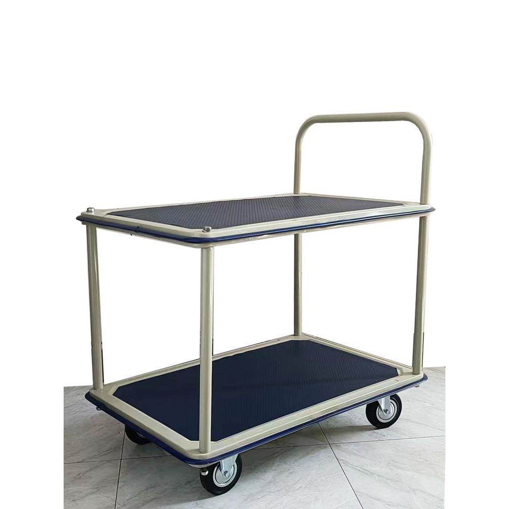 双层推车多功能单扶手工具车轻便万向轮周转拉货车多层推拉车