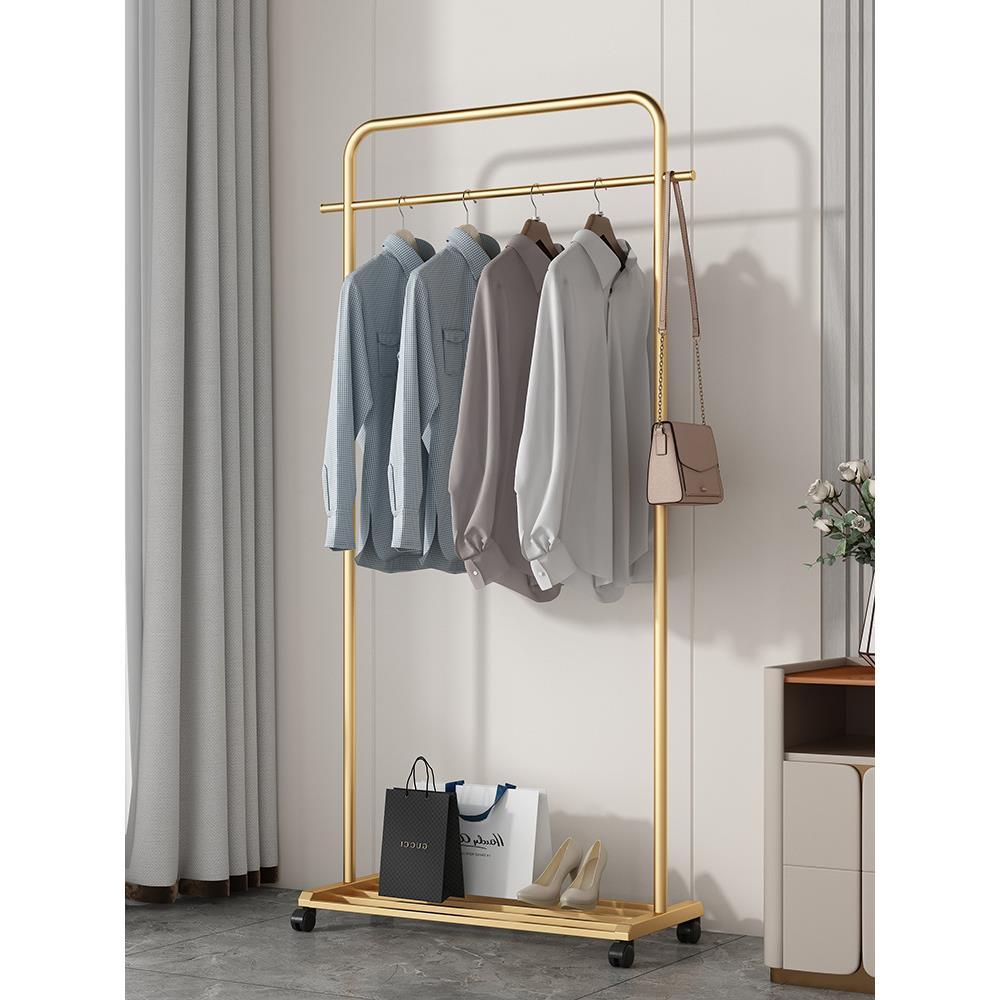 WWXM77不锈钢家用单杆式挂衣架落地卧室网红轻奢衣帽架铁艺客厅衣