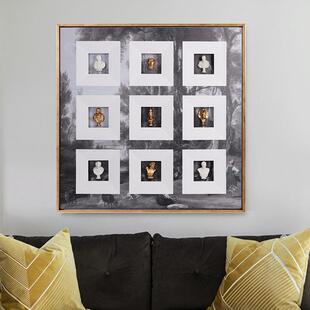 工厂立体大卫雕像九宫格实物装置画现代简约客厅酒店装饰画