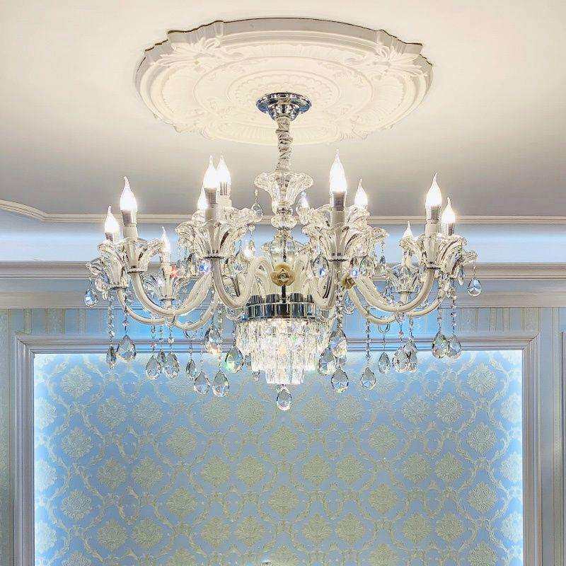 2023新款欧式水晶吊灯客厅餐厅卧室网红水晶灯简欧奢华法式蜡欧美