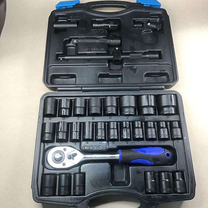 东良南豫汽修维修工具32件黑色综合套装工具 套筒扳手套装