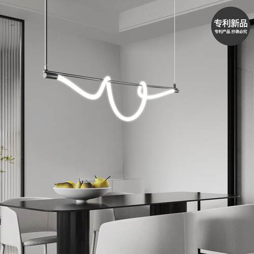 设计师意式极简线条餐桌2025新款餐厅灯简约现代轻奢吧台长条吊灯