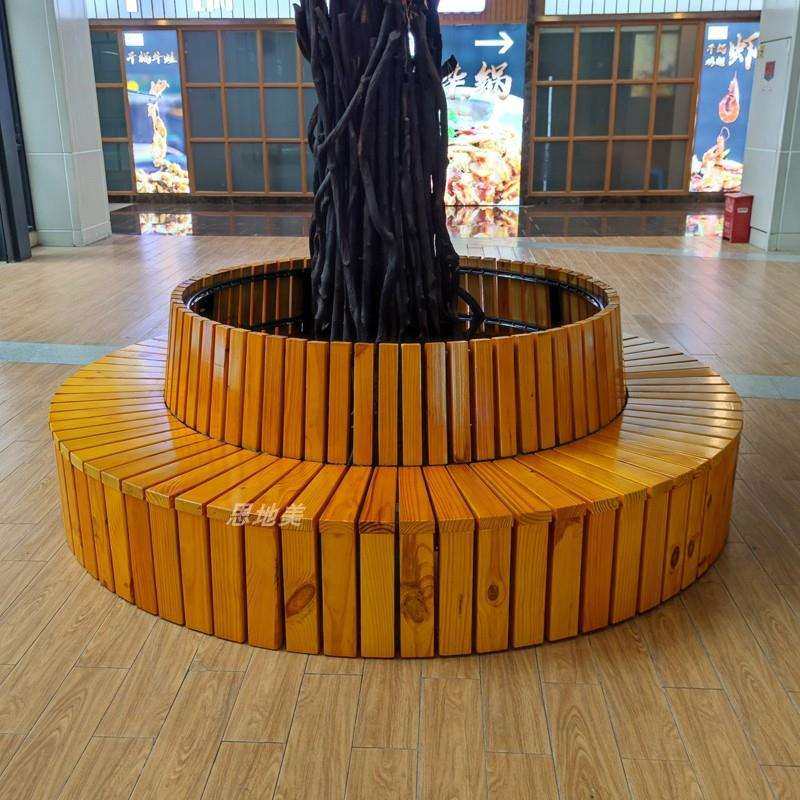 防腐木围树凳户外树围椅实木公园椅广场景观座凳椅树池园形幼儿园