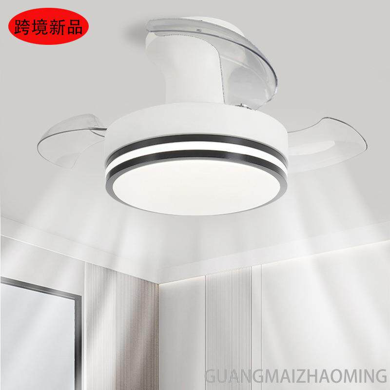 跨境新款21寸吸顶隐形风扇灯卧室扇叶隐藏式风扇灯亚马逊供货厂家
