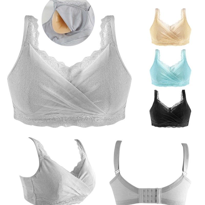 棉质海绵义乳文胸套装腋下术后切除蕾丝大码内衣无钢圈薄款胖乳腺