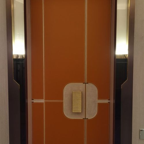 中式刻字logo玻璃大门把手酒店会议室包间实木门极简金色方形拉手