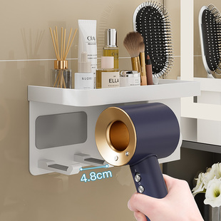 白色吹风机置物架免打孔卫生间电吹风支架壁挂风筒收纳挂架子
