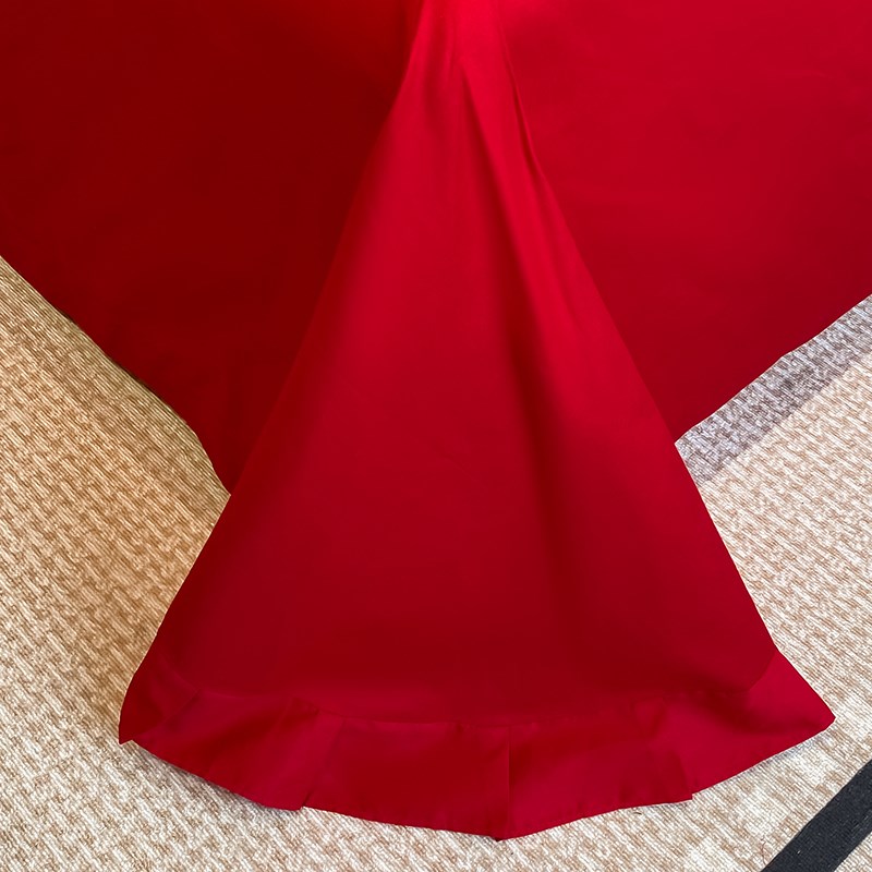 全棉结婚床上用品四件套大红色婚庆纯棉被套床单新婚中式婚礼婚房