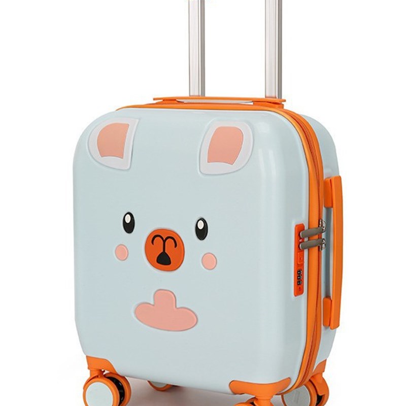 18寸儿童旅行密码登机带杯托万向轮大容量卡通拉杆礼品行李箱