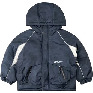 男童潮酷加绒棉衣冬季新款儿童2025洋气时髦加厚棉服宝宝帅气棉袄