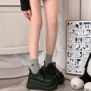 超高厚底鞋 小个子亚文化增高9厘米日系小皮鞋 显瘦显高N内增高女鞋